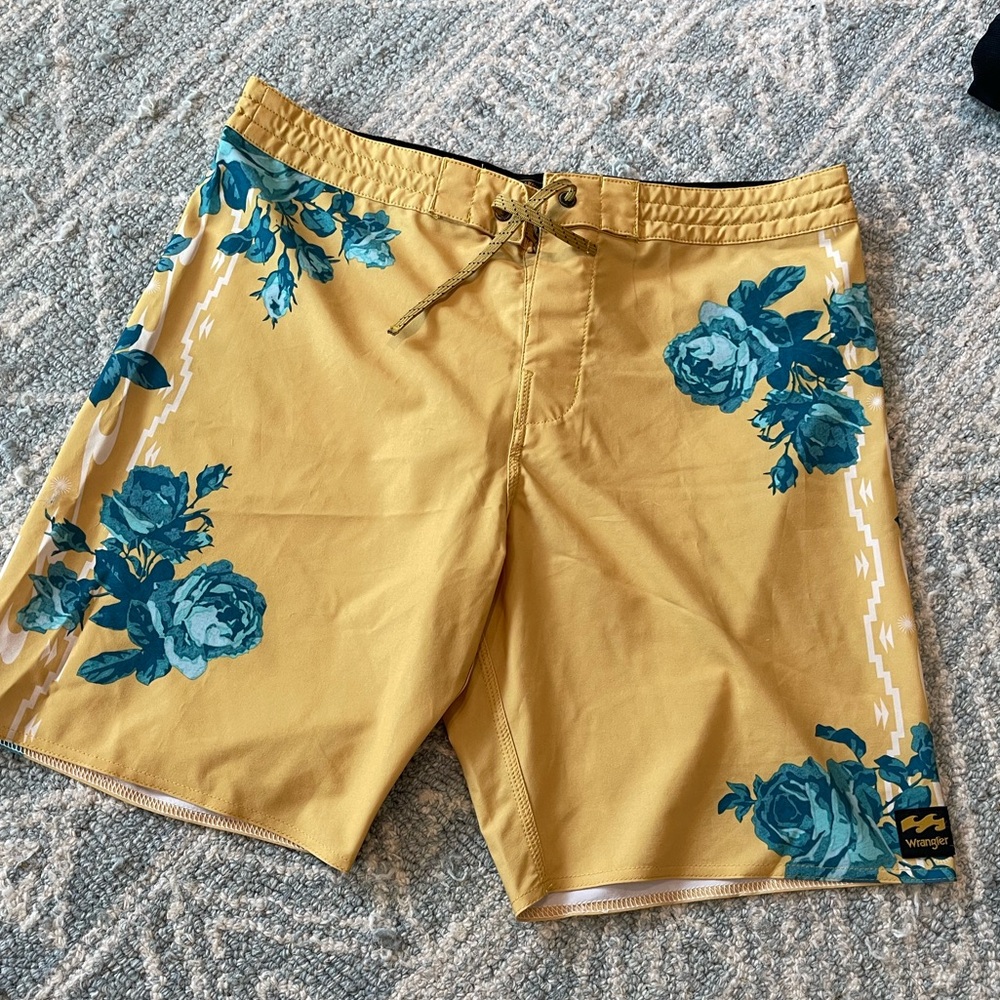 Billabong board shorts, wrangler collaboration.